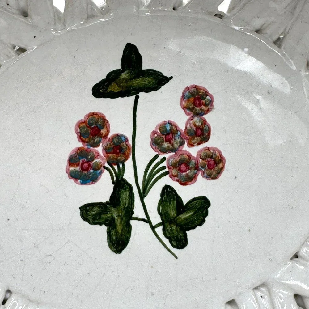 Handmade Oval Bowl Reticulated Lattice Ceramic Artist Signed Portugal Signed Ber